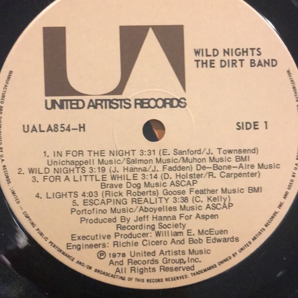 3/$30 The Dirt Band “Wild Nights” vintage vinyl album 1978 - Picture 3 of 4